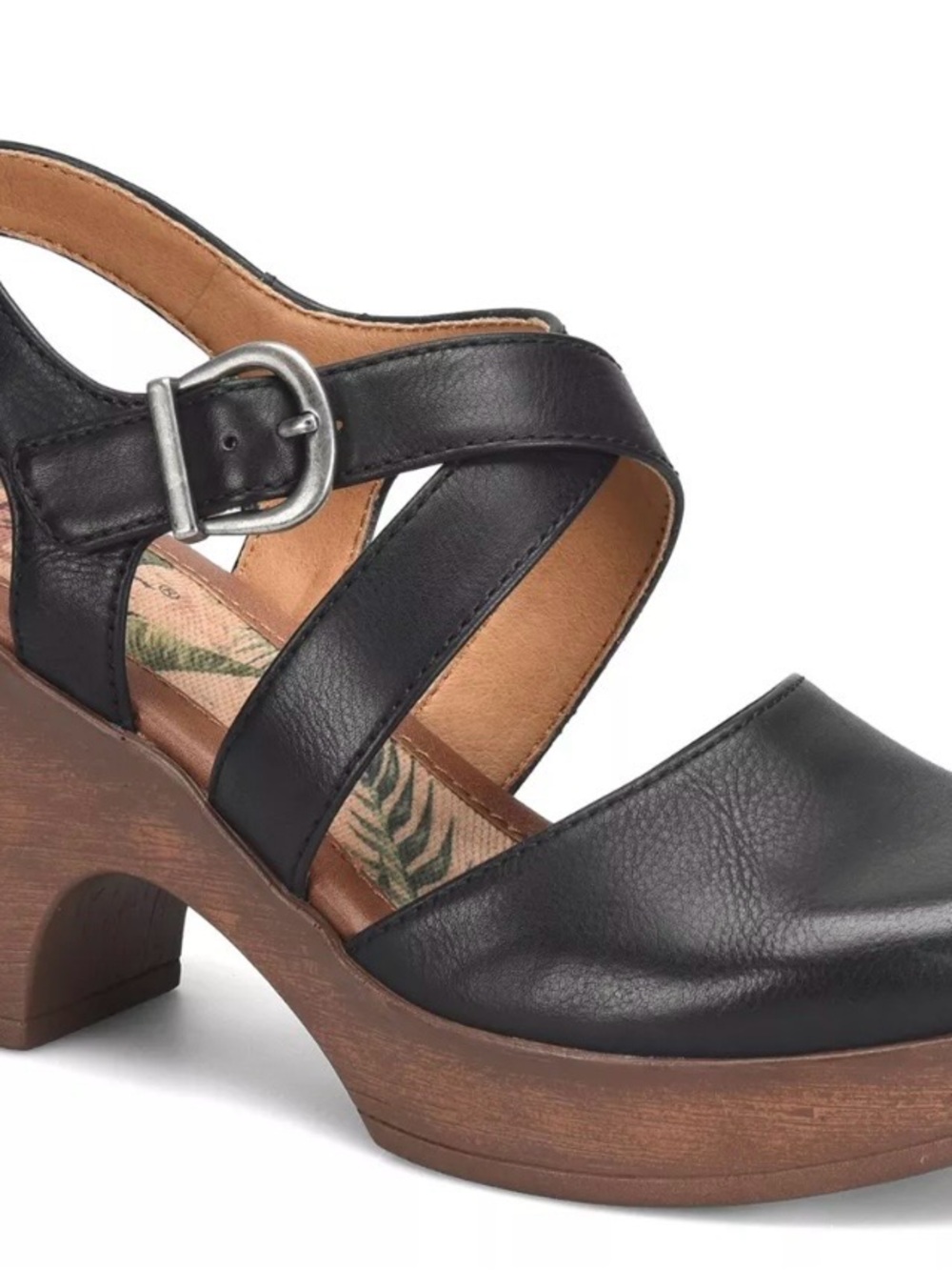 Women's B.o.c. Black Leather Nadine Platform Clog Heels size 8